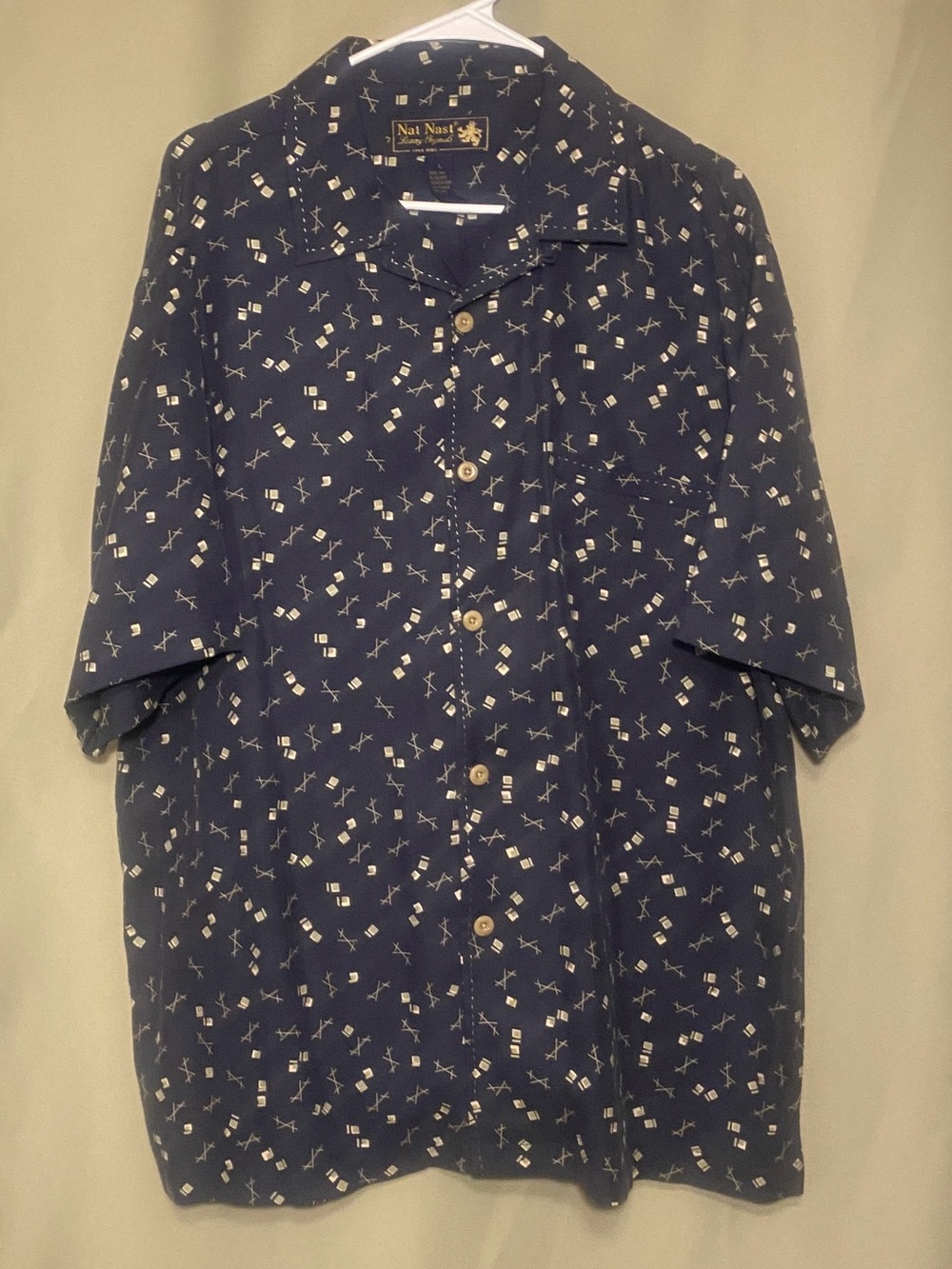 Nat Nast Luxury Originals 100% Silk Limited Edition Geometric Pattern Shirt L